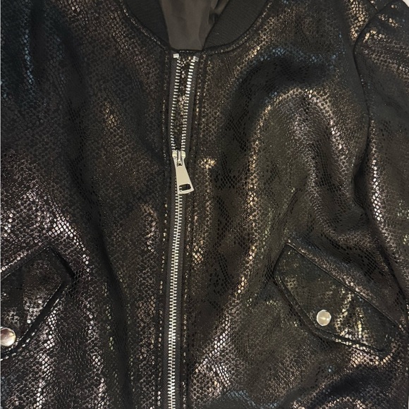 fab'rik Shimmering Black Bomber Jacket - Picture 5 of 8